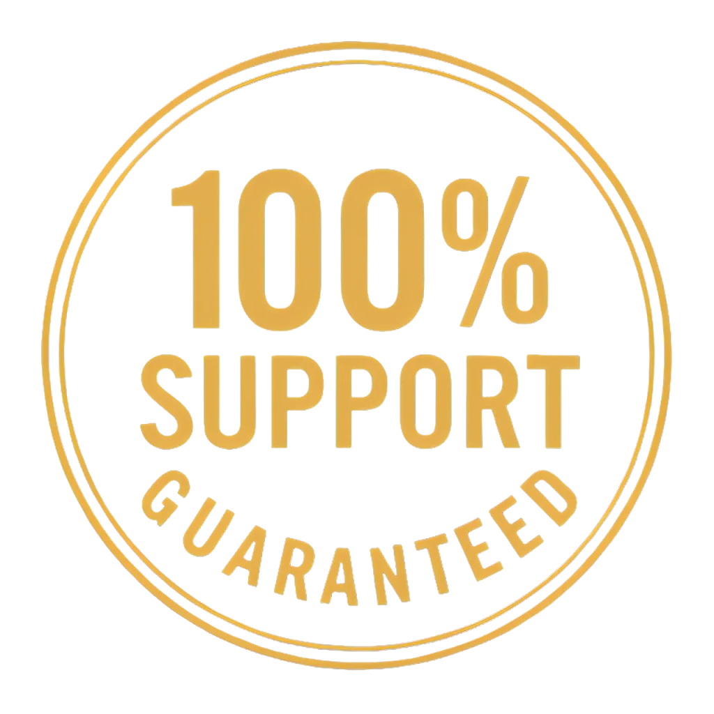 100% support guaranteed mark